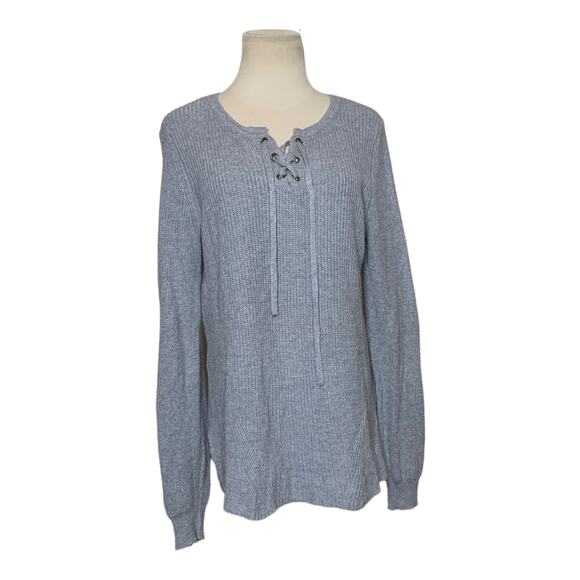 Old Navy Tops - Old Navy long sleeves gray lace up top size Small